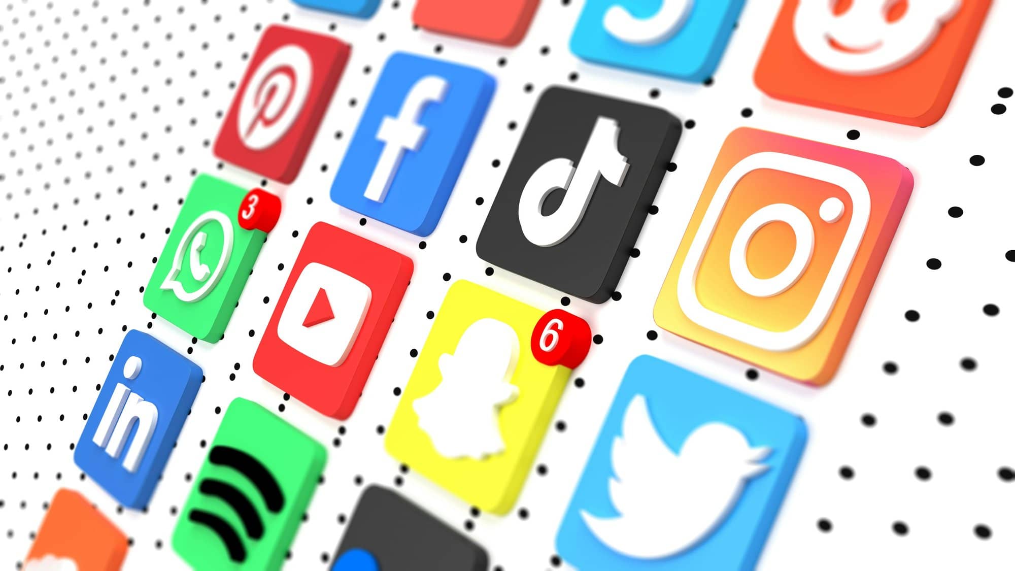 Social media content grid on a mobile device